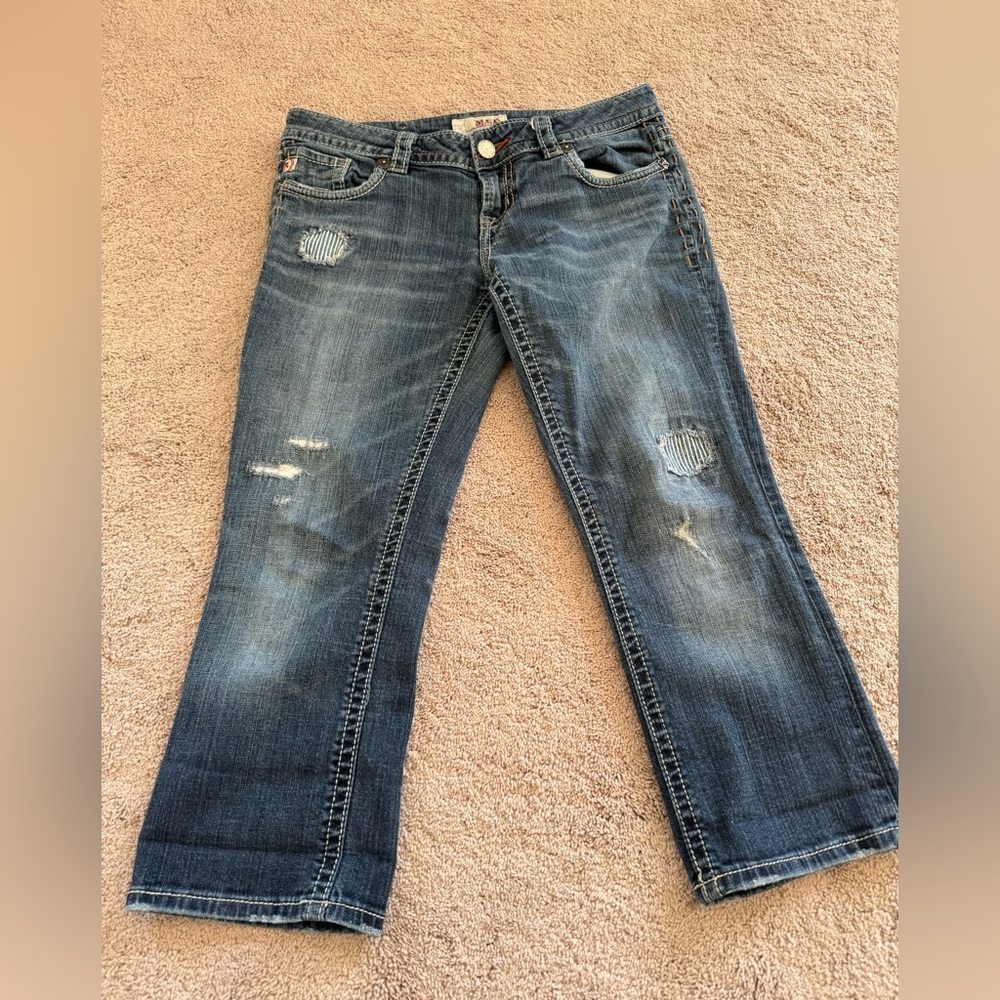 MEK Distressed Cropped Jeans - Indigo Blue